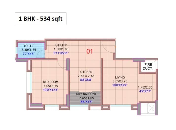 Unit plan - 534 sq.ft.
