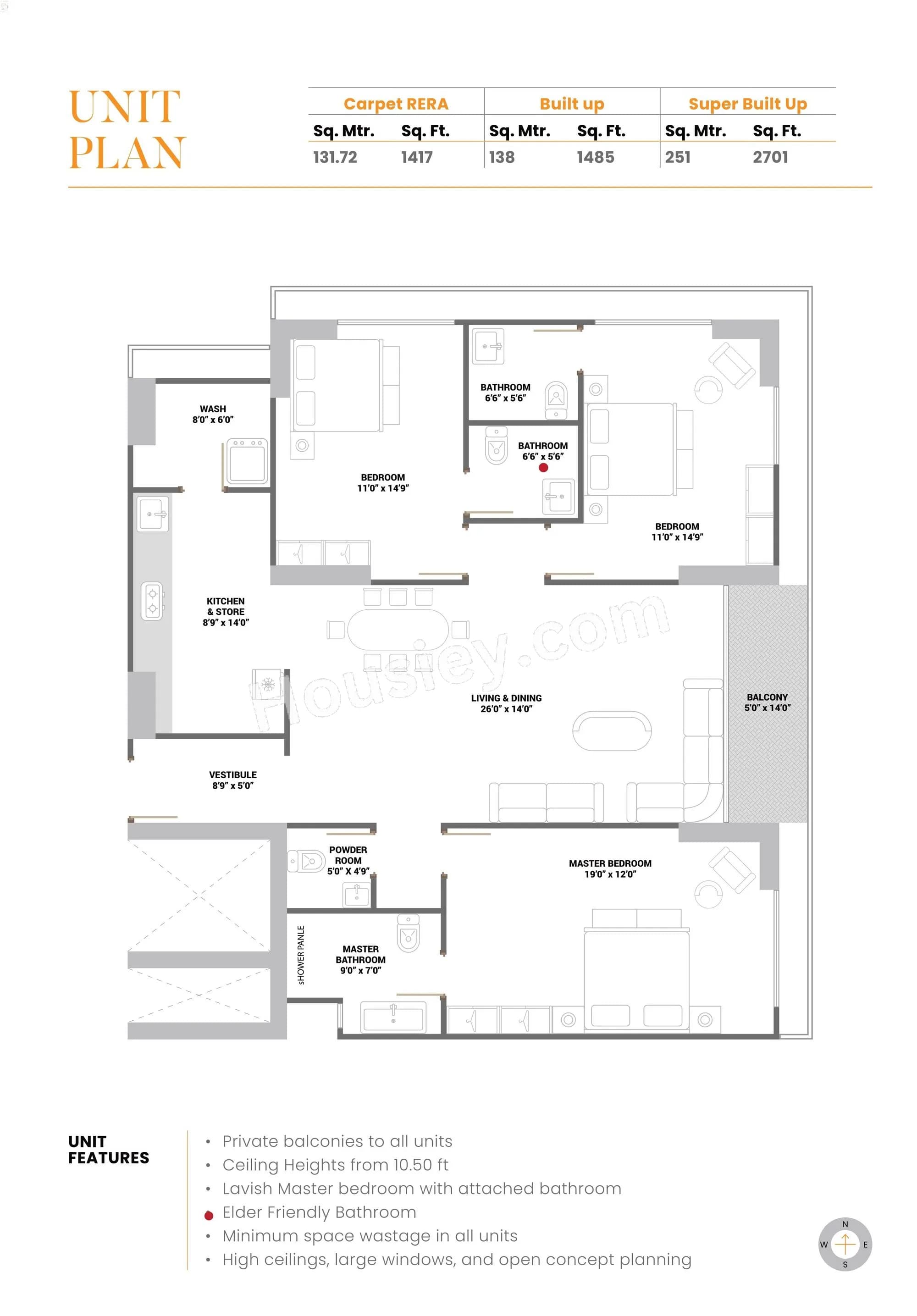 Unit plan - 1417 sq.ft.