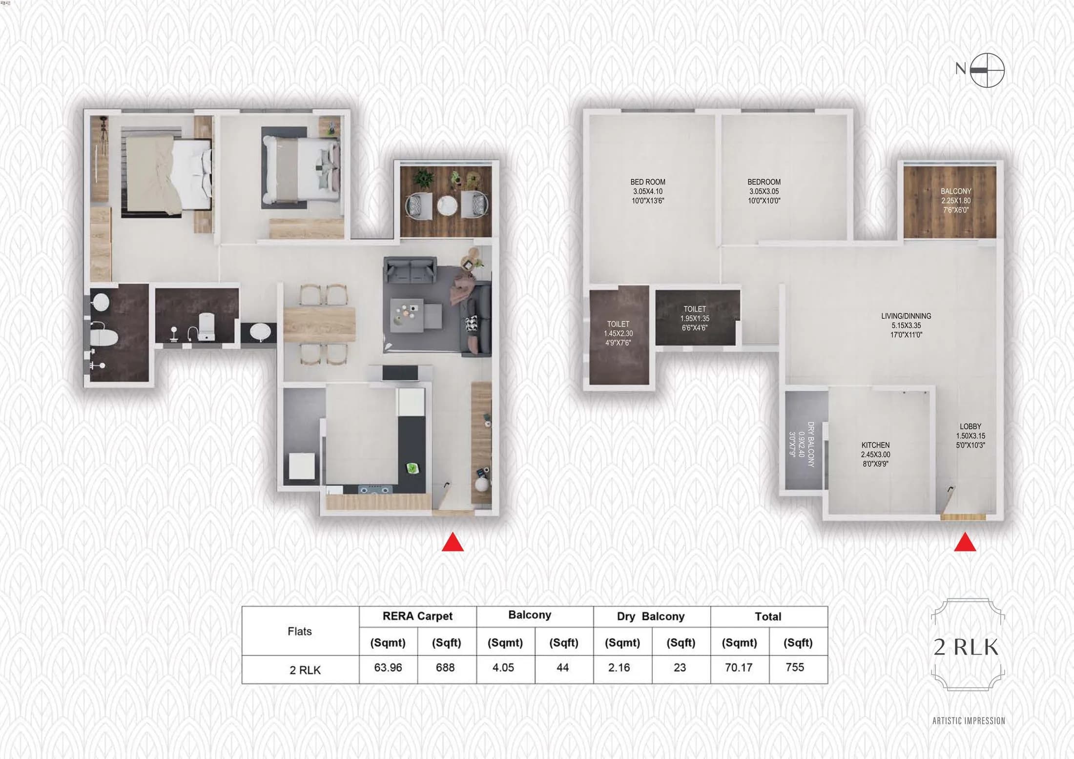 Unit plan - 755 sq.ft.
