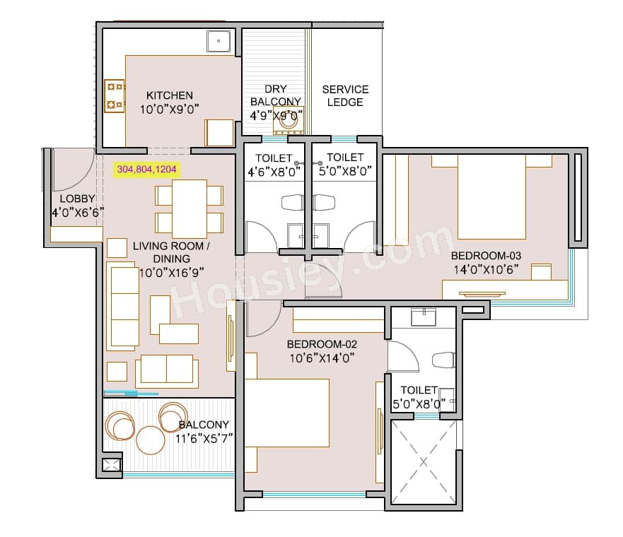 Unit plan - 891 sq.ft.