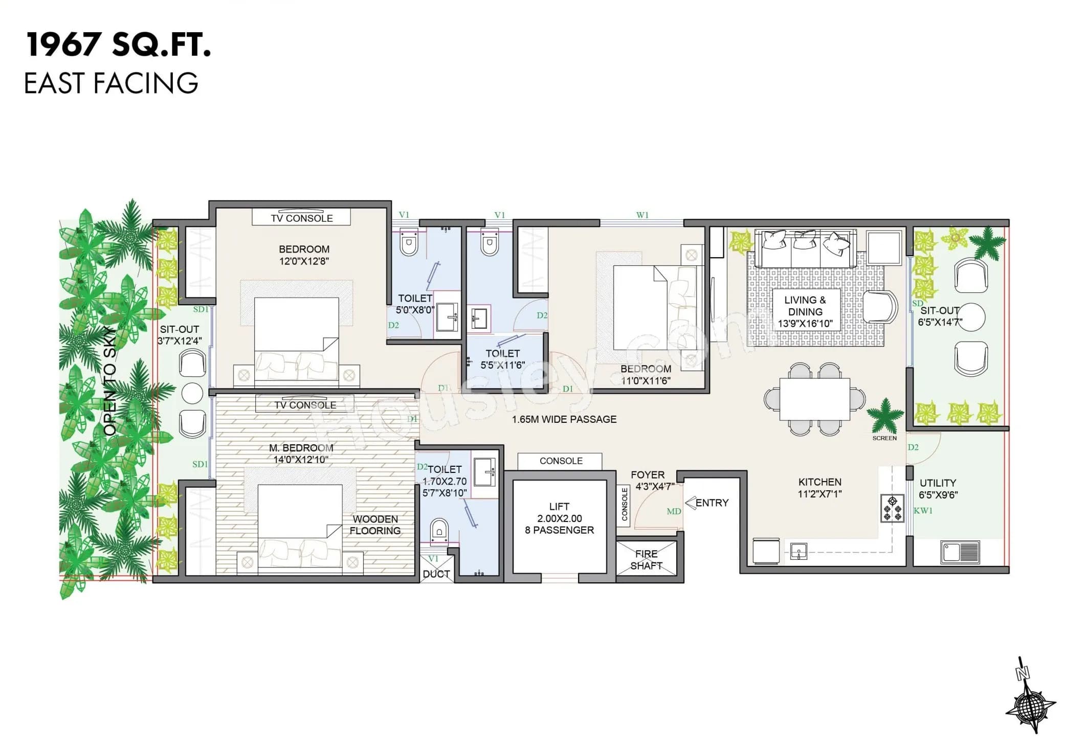 Unit plan - 1416 sq.ft.