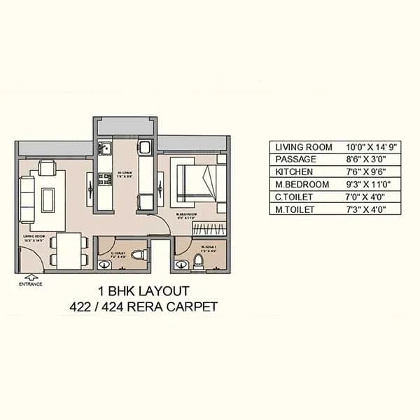 Unit plan - 422 sq.ft.