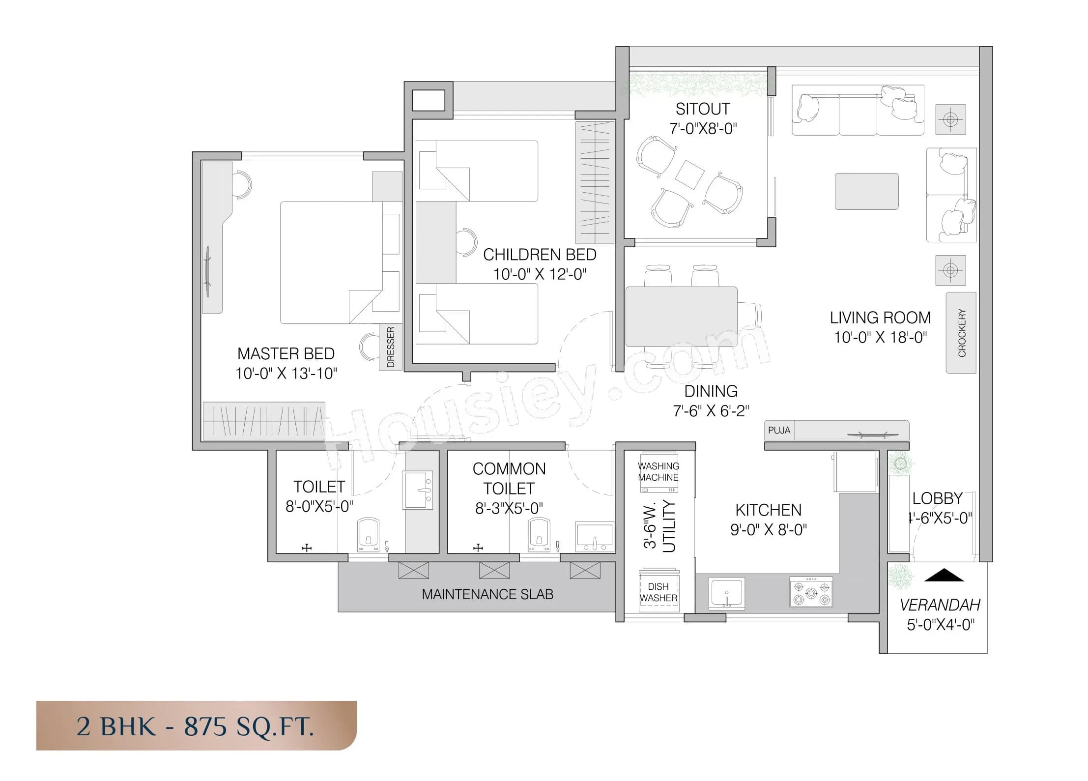 Unit plan - 875 sq.ft.