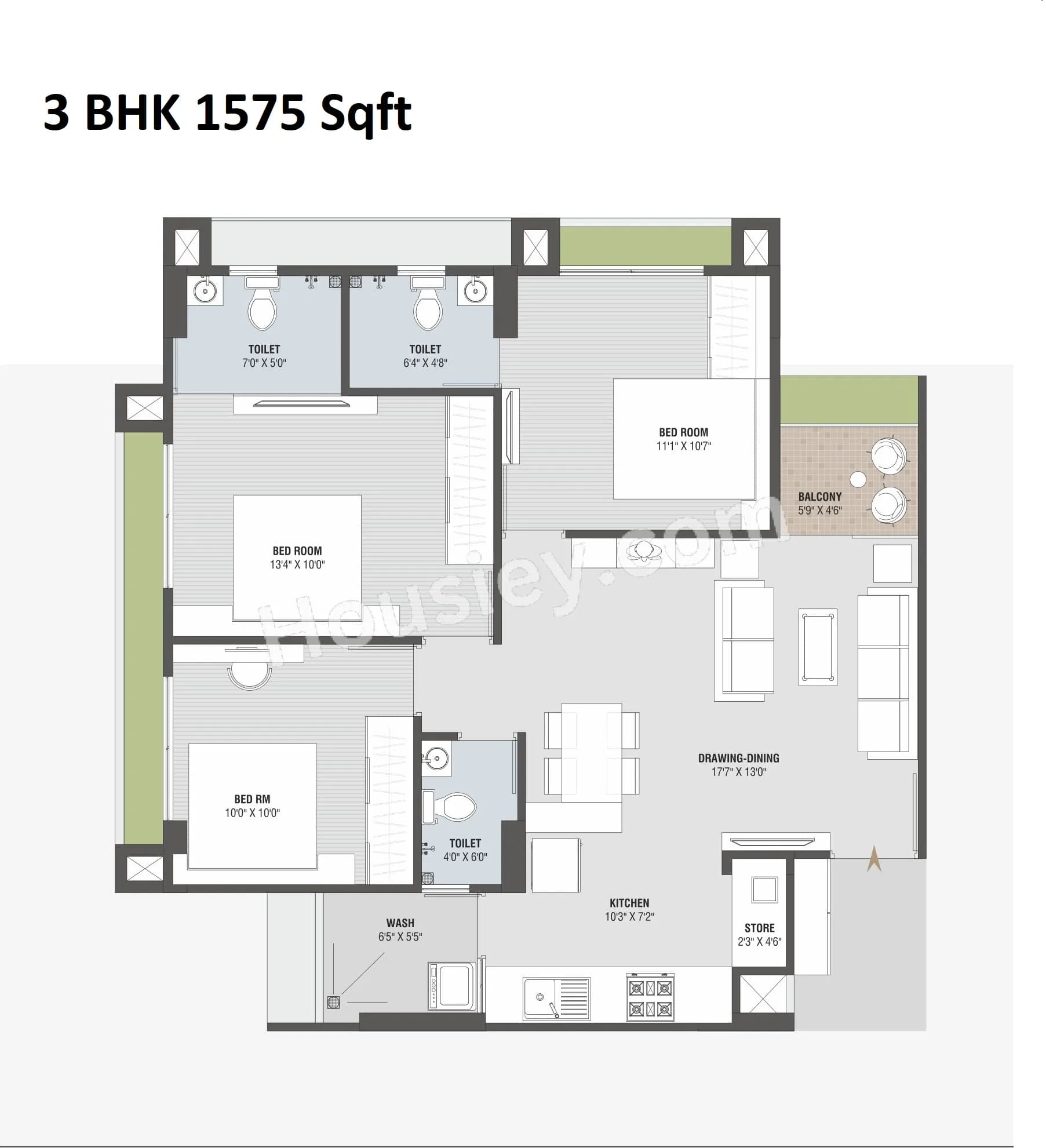 Unit plan - 897 sq.ft.