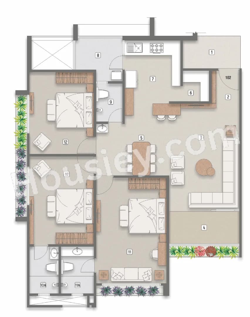 Unit plan - 1237 sq.ft.