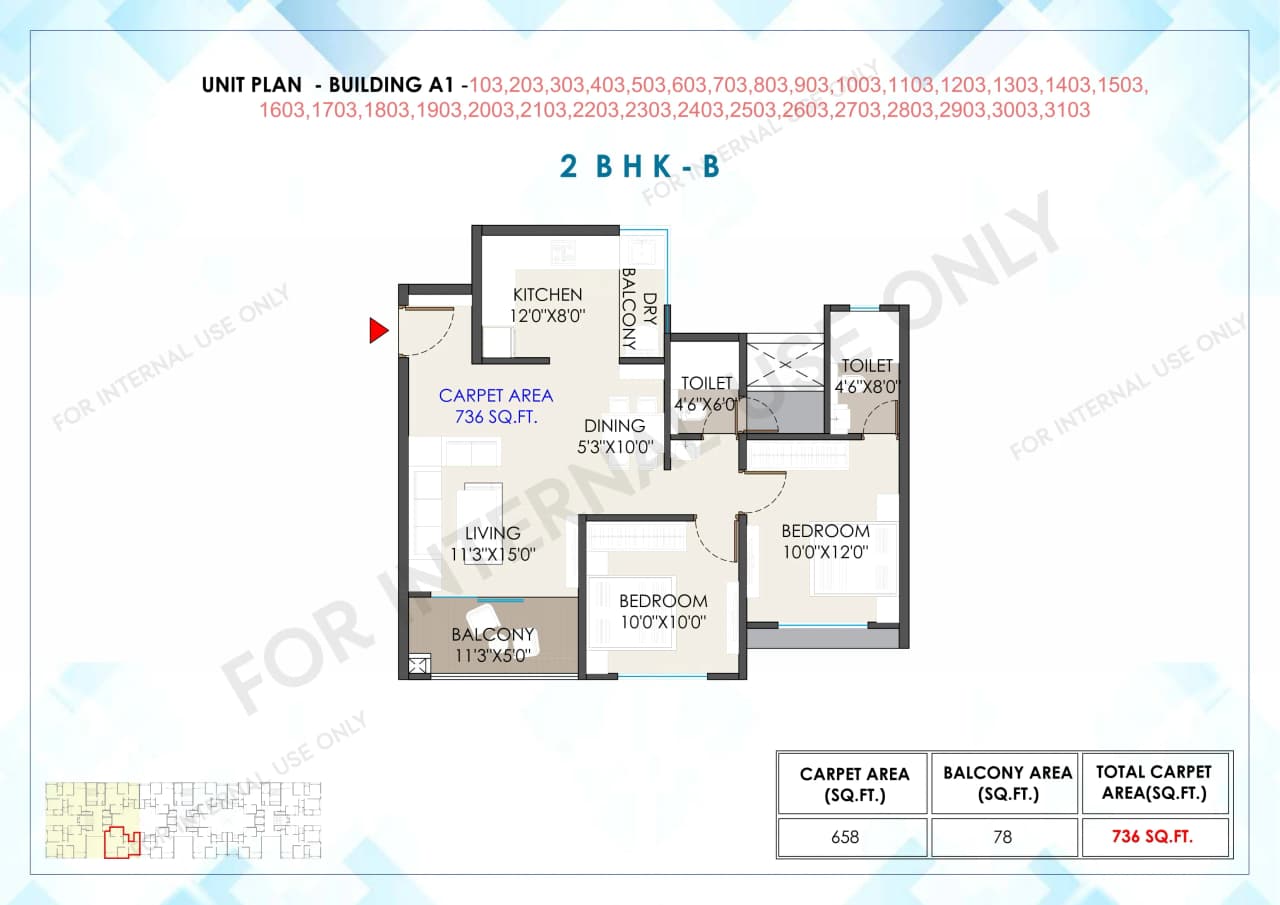 Unit plan - 736 sq.ft.