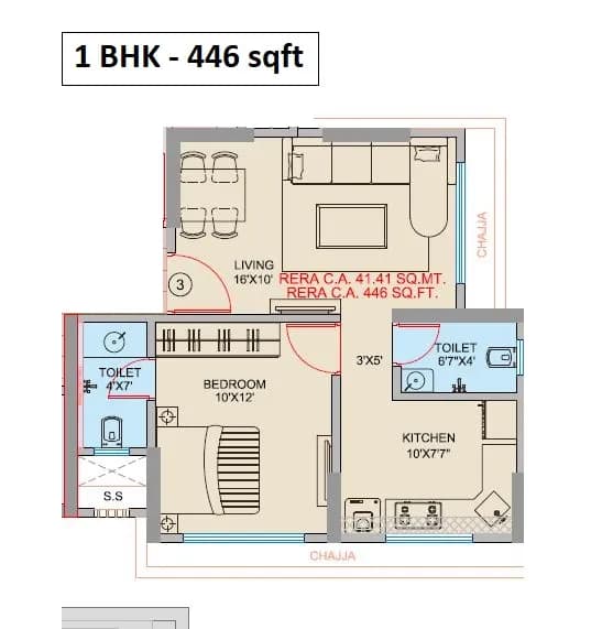 Unit plan - 446 sq.ft.