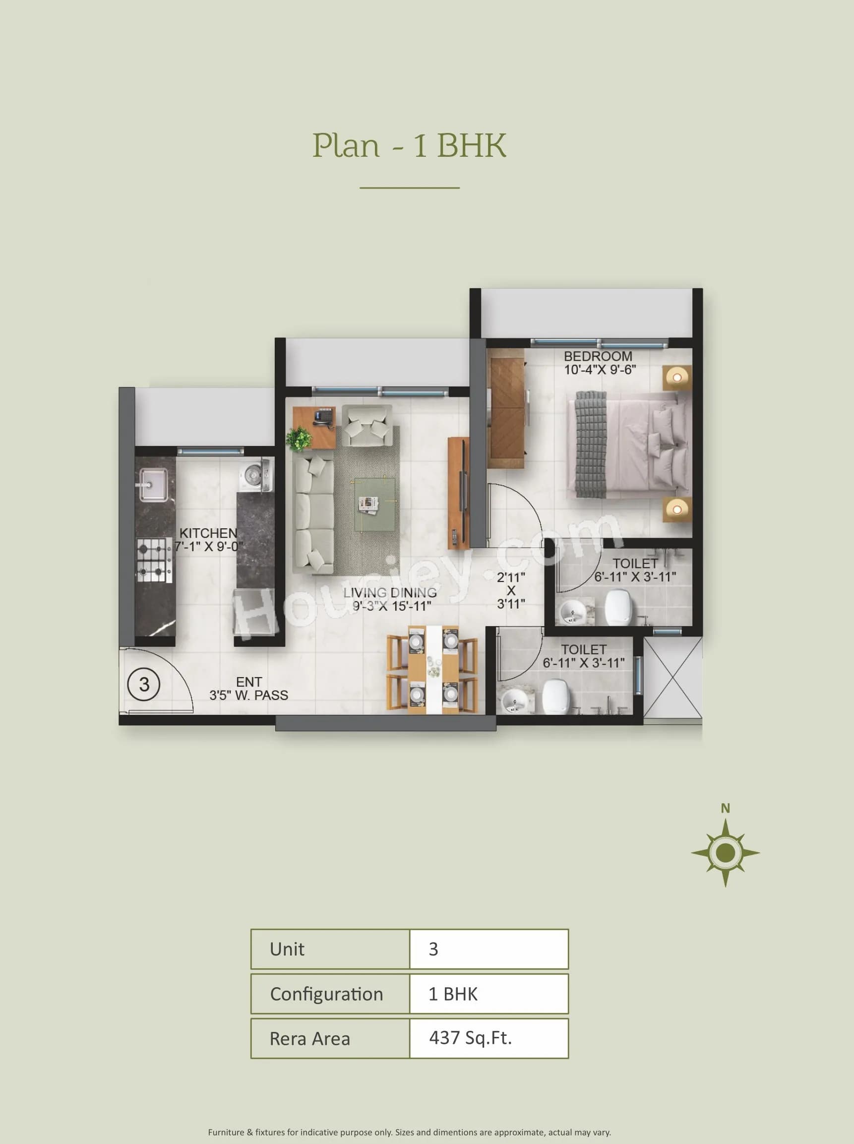 Unit plan - 437 sq.ft.