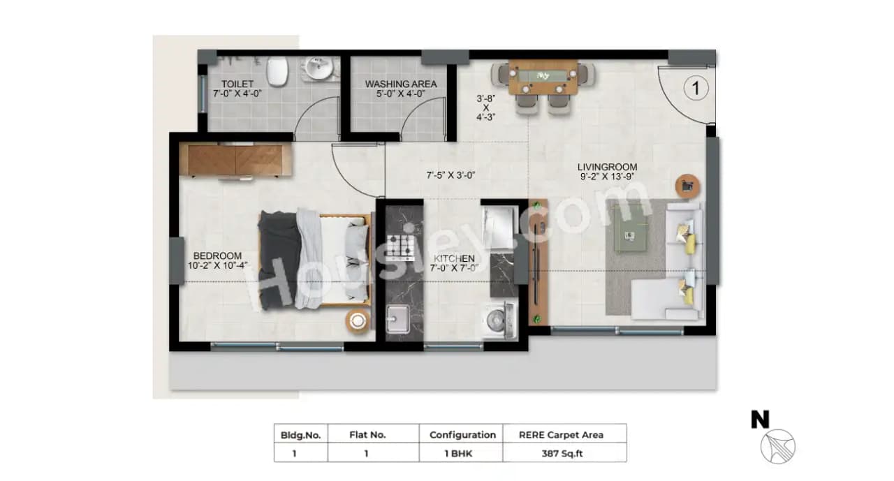 Unit plan - 387 sq.ft.