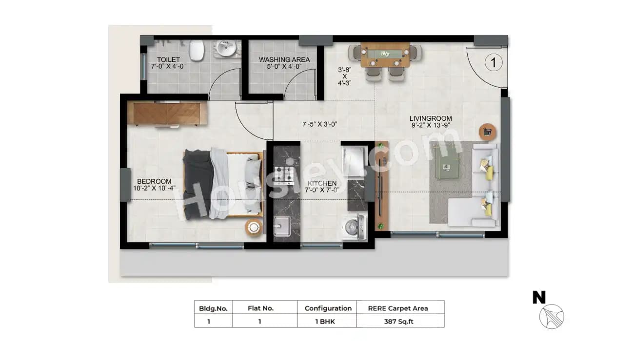Unit plan - 387 sq.ft.