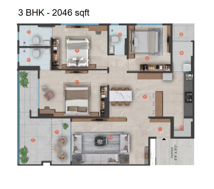 Unit plan - 1110 sq.ft.