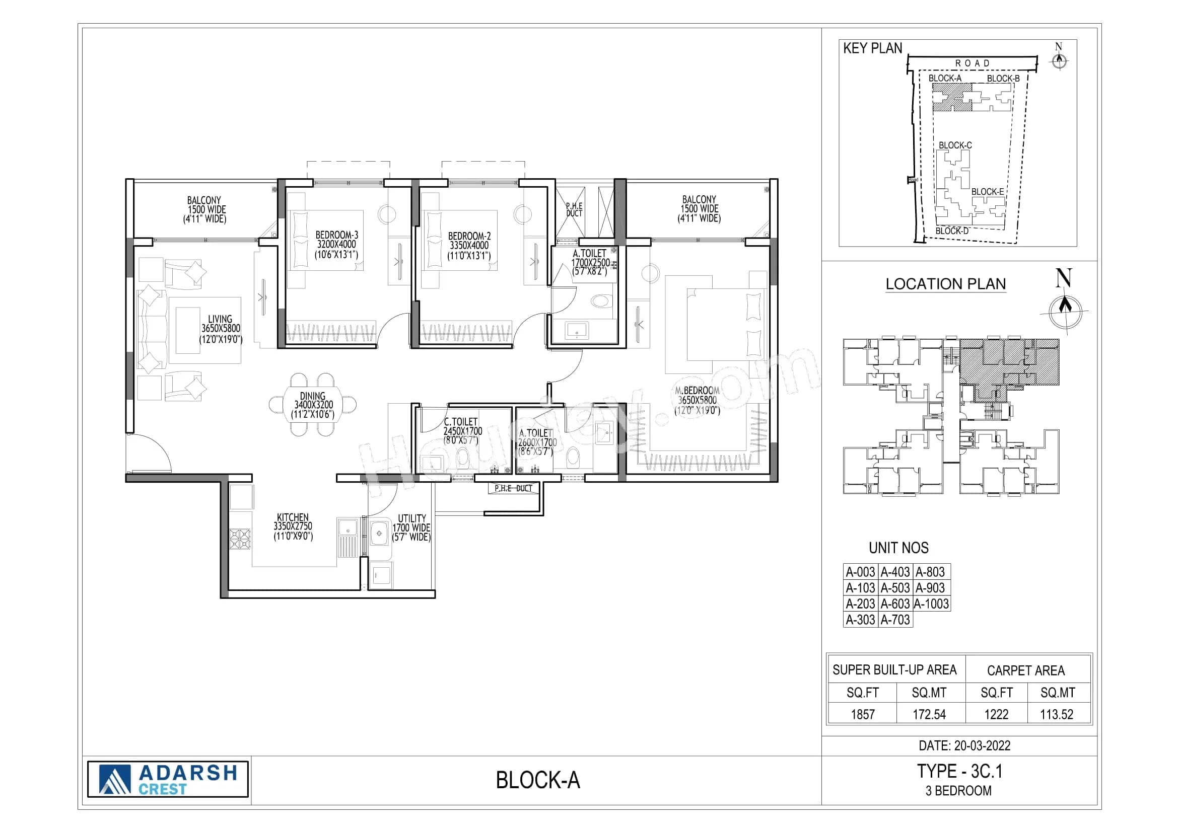 Unit plan - 1222 sq.ft.