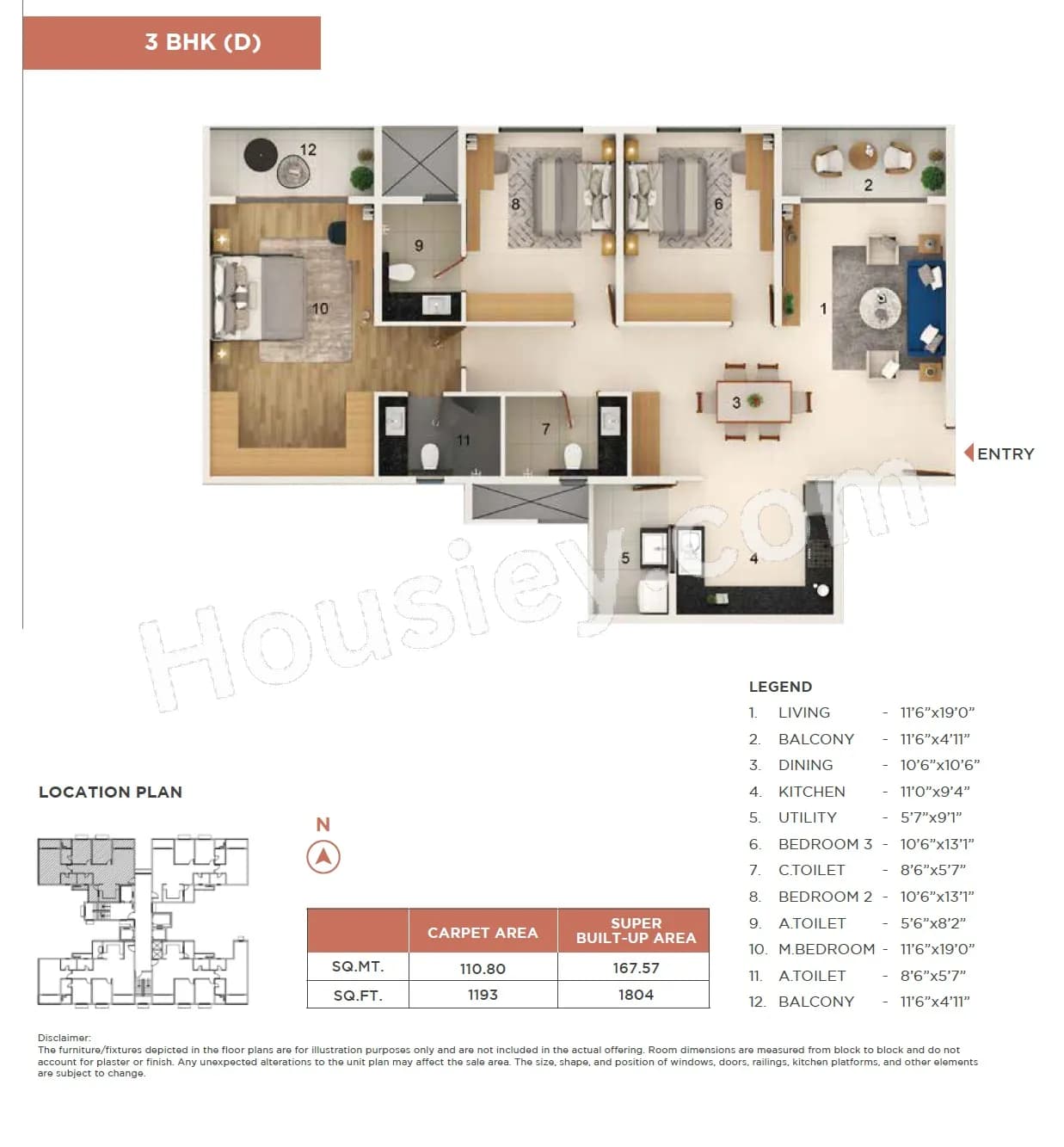 Unit plan - 1193 sq.ft.