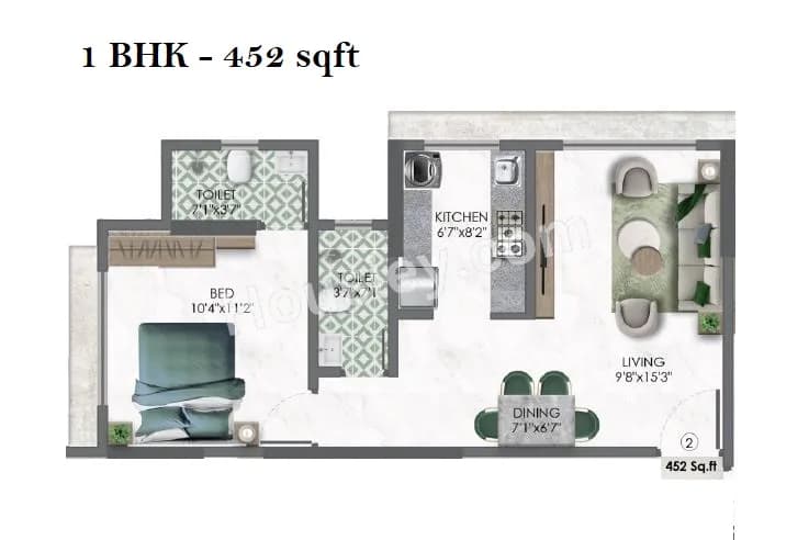 Unit plan - 453 sq.ft.
