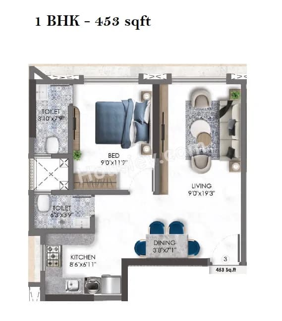 Unit plan - 453 sq.ft.