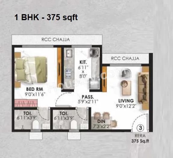 Unit plan - 375 sq.ft.