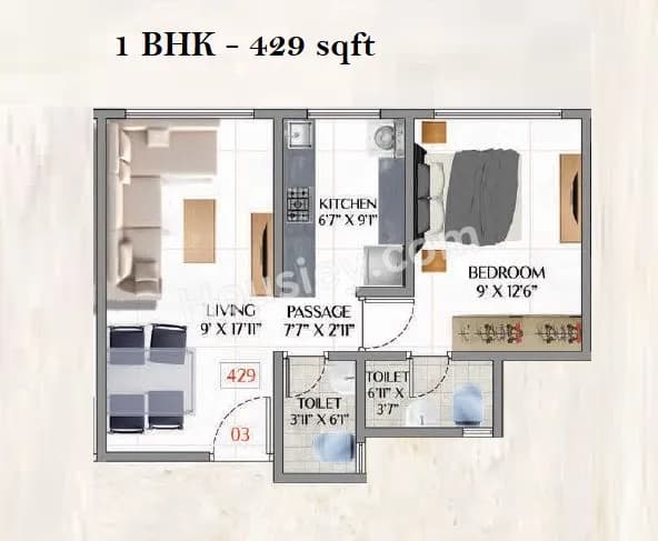 Unit plan - 429 sq.ft.