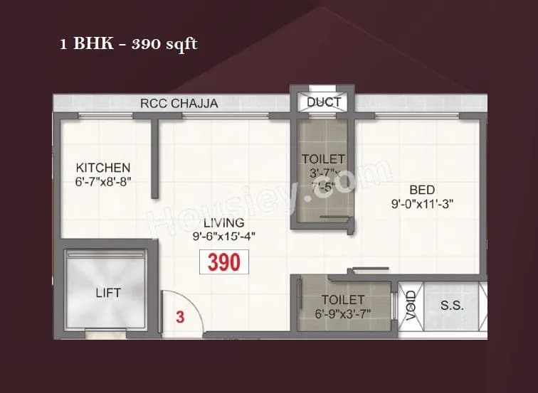 Unit plan - 390 sq.ft.