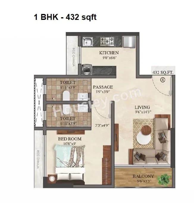 Unit plan - 432 sq.ft.