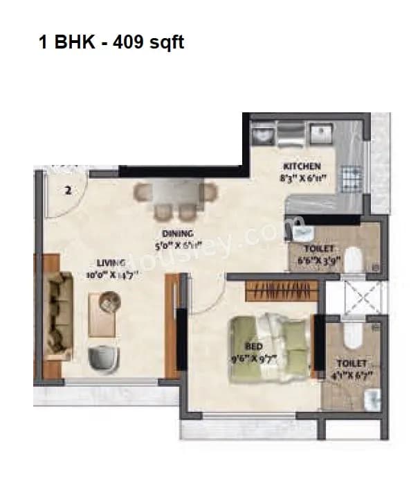 Unit plan - 409 sq.ft.