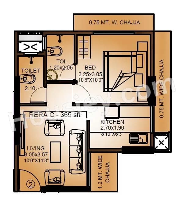 Unit plan - 360 sq.ft.