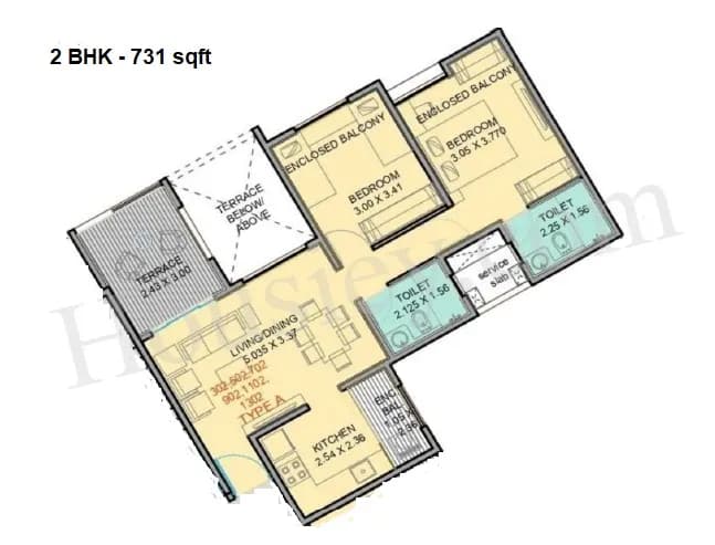 Unit plan - 731 sq.ft.
