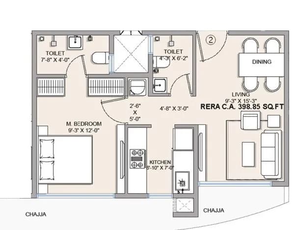 Unit plan - 399 sq.ft.