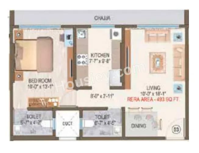 Unit plan - 493 sq.ft.