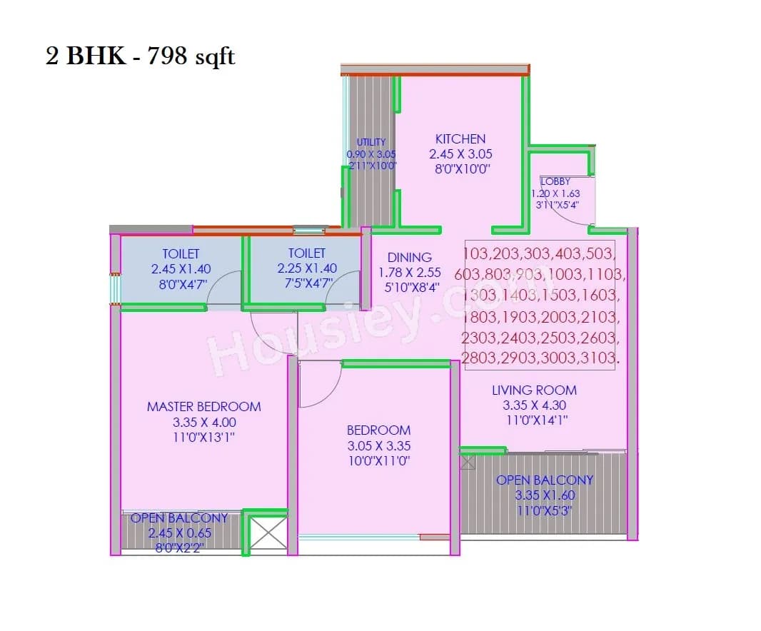 Unit plan - 798 sq.ft.