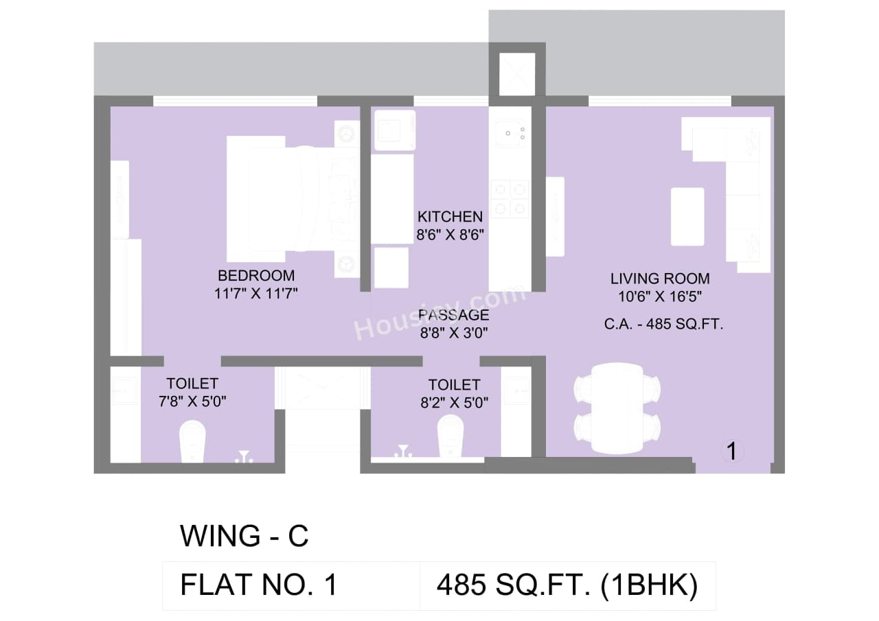 Unit plan - 485 sq.ft.