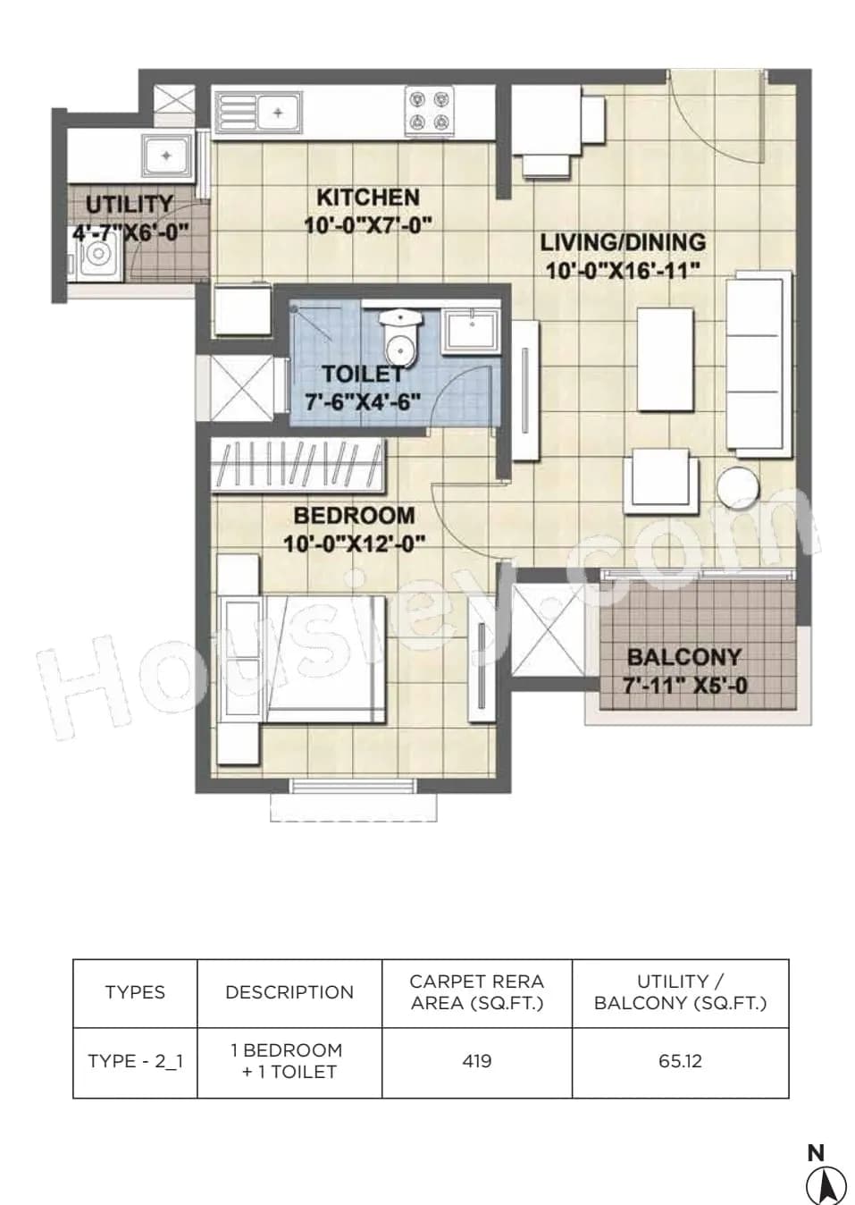 Unit plan - 419 sq.ft.