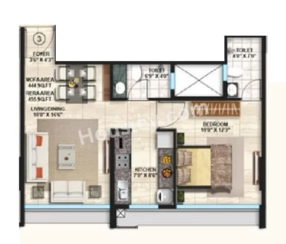 Unit plan - 455 sq.ft.