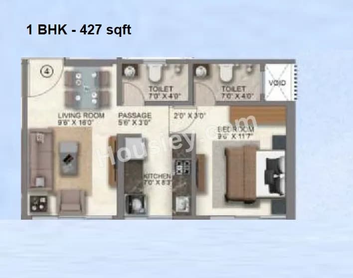 Unit plan - 427 sq.ft.