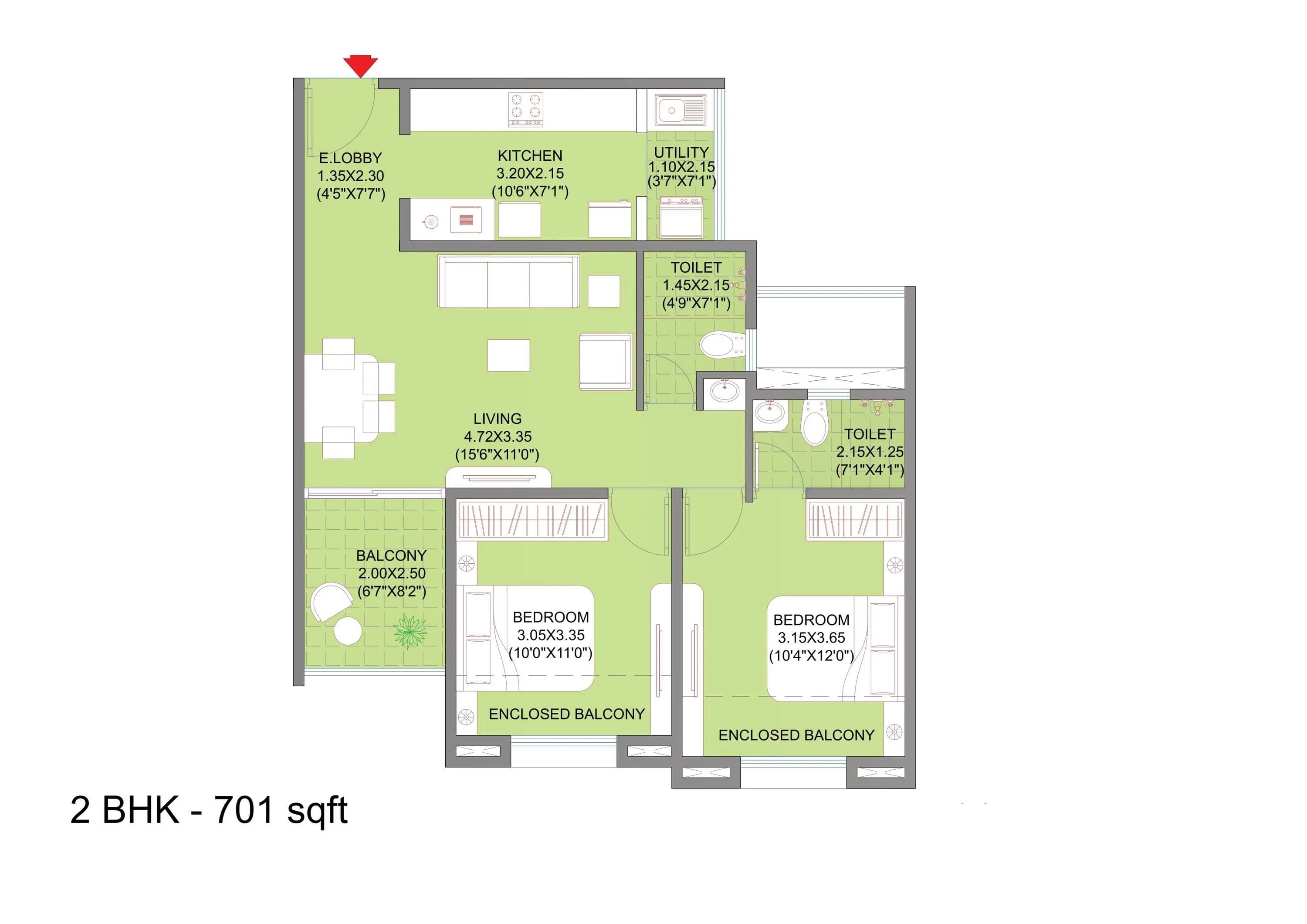 Unit plan - 701 sq.ft.