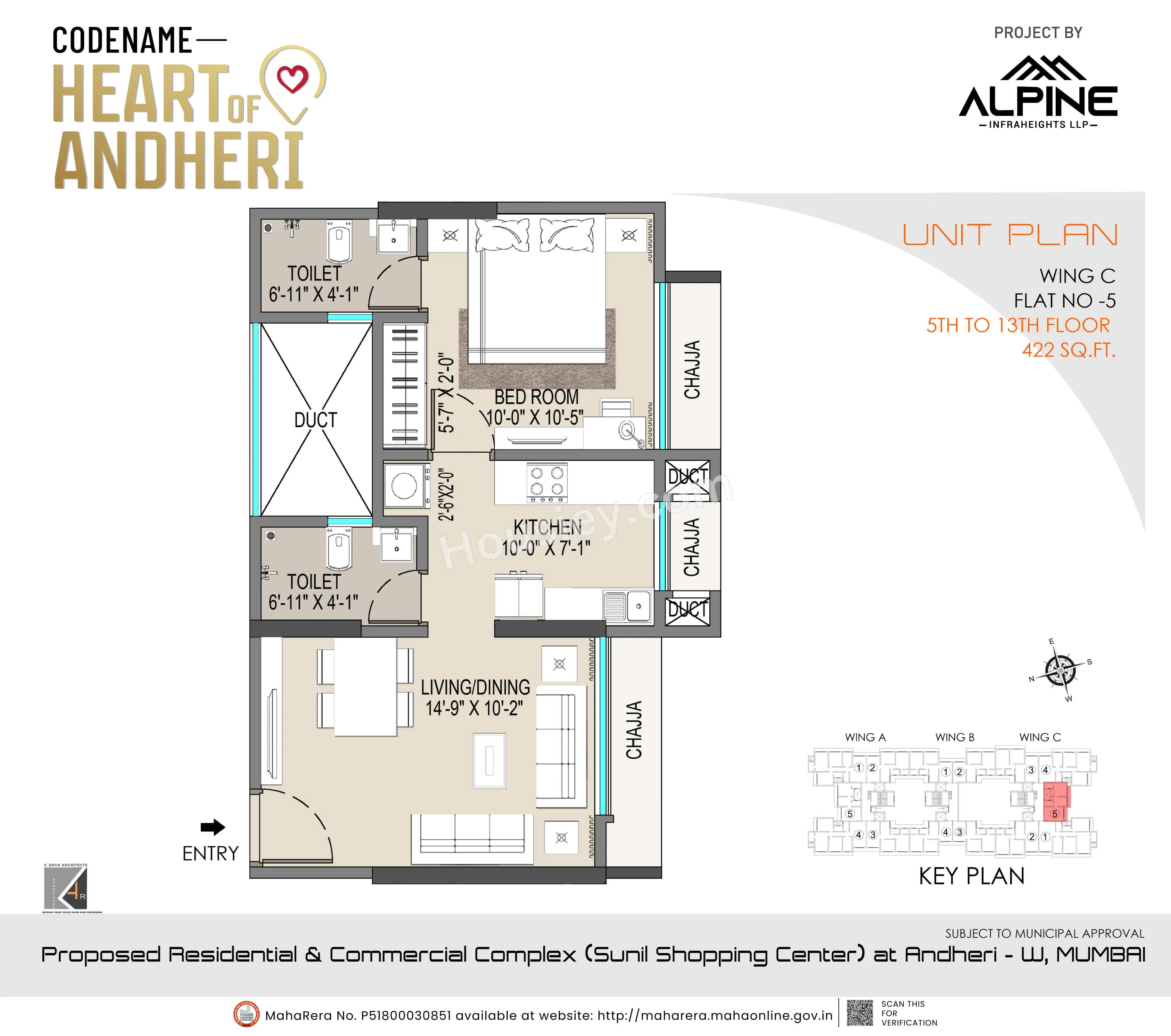 Unit plan - 422 sq.ft.