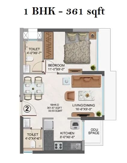 Unit plan - 361 sq.ft.