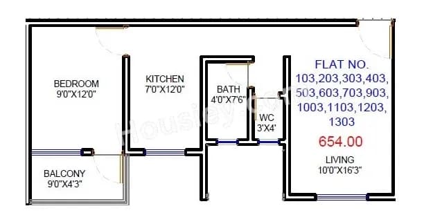 Unit plan - 484 sq.ft.