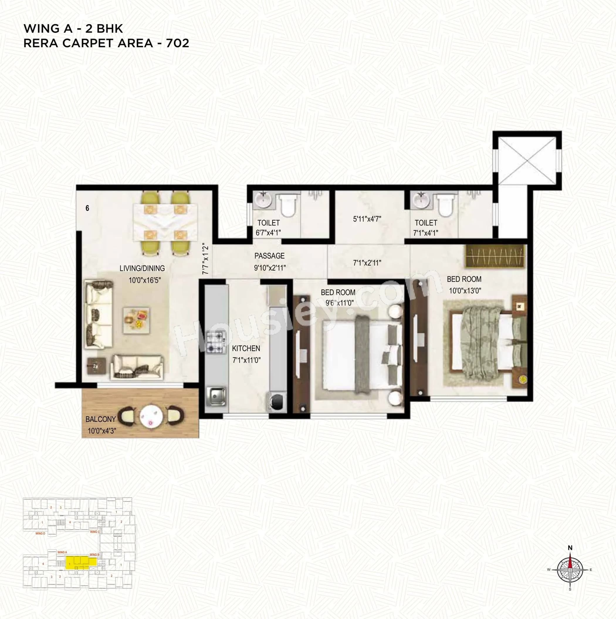 Unit plan - 702 sq.ft.