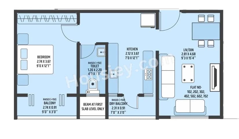 Unit plan - 456 sq.ft.