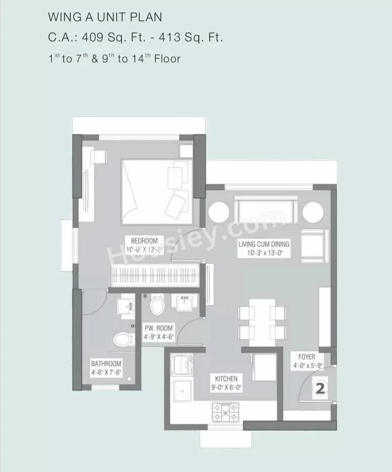 Unit plan - 409 sq.ft.