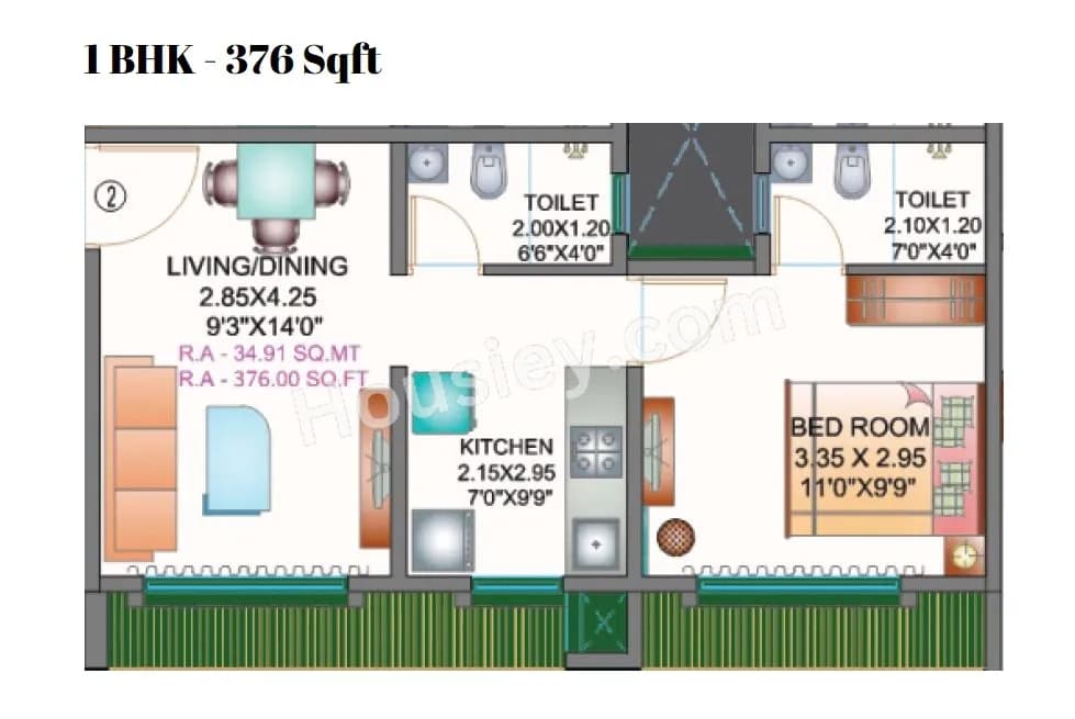 Unit plan - 376 sq.ft.