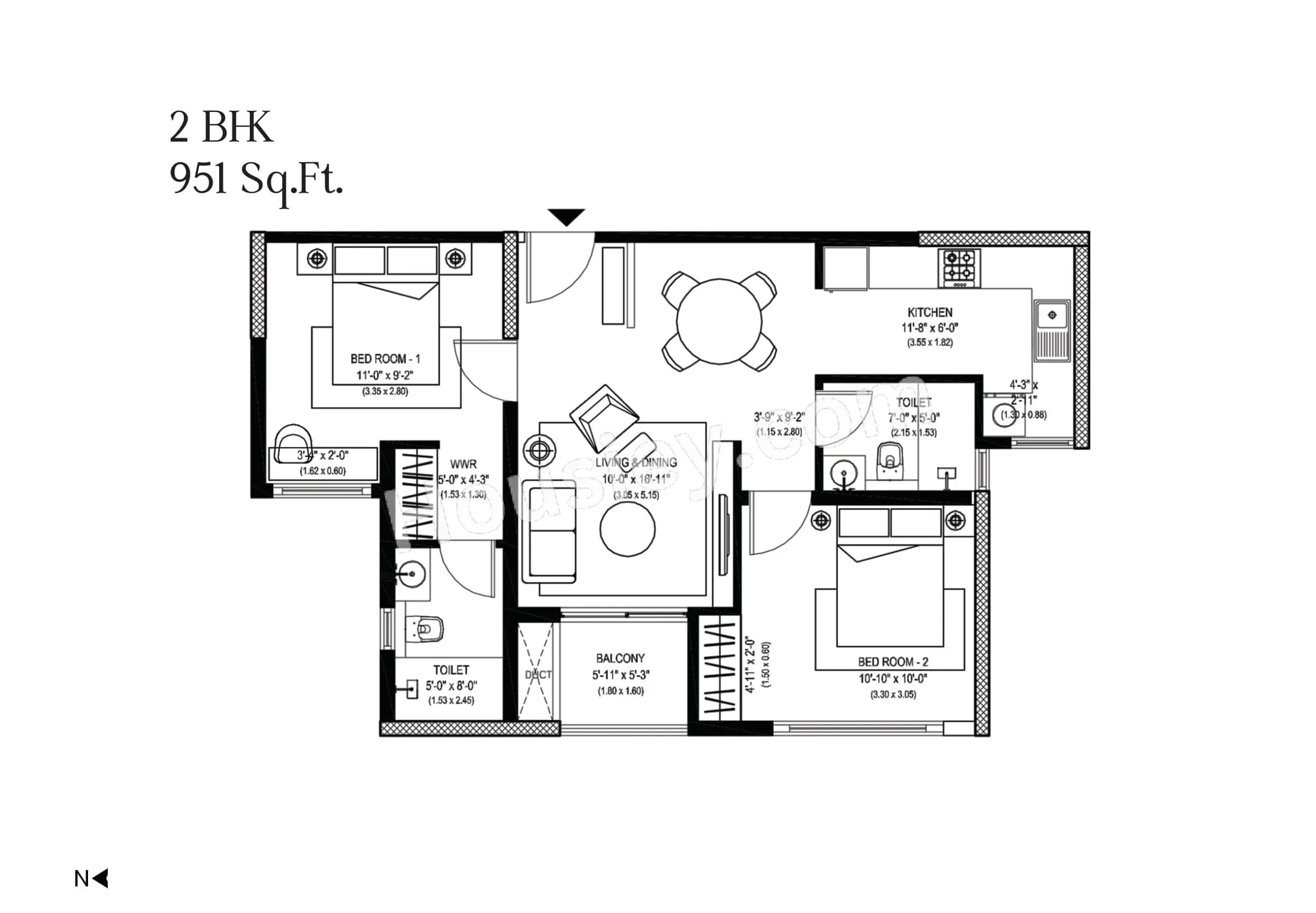 Unit plan - 684 sq.ft.