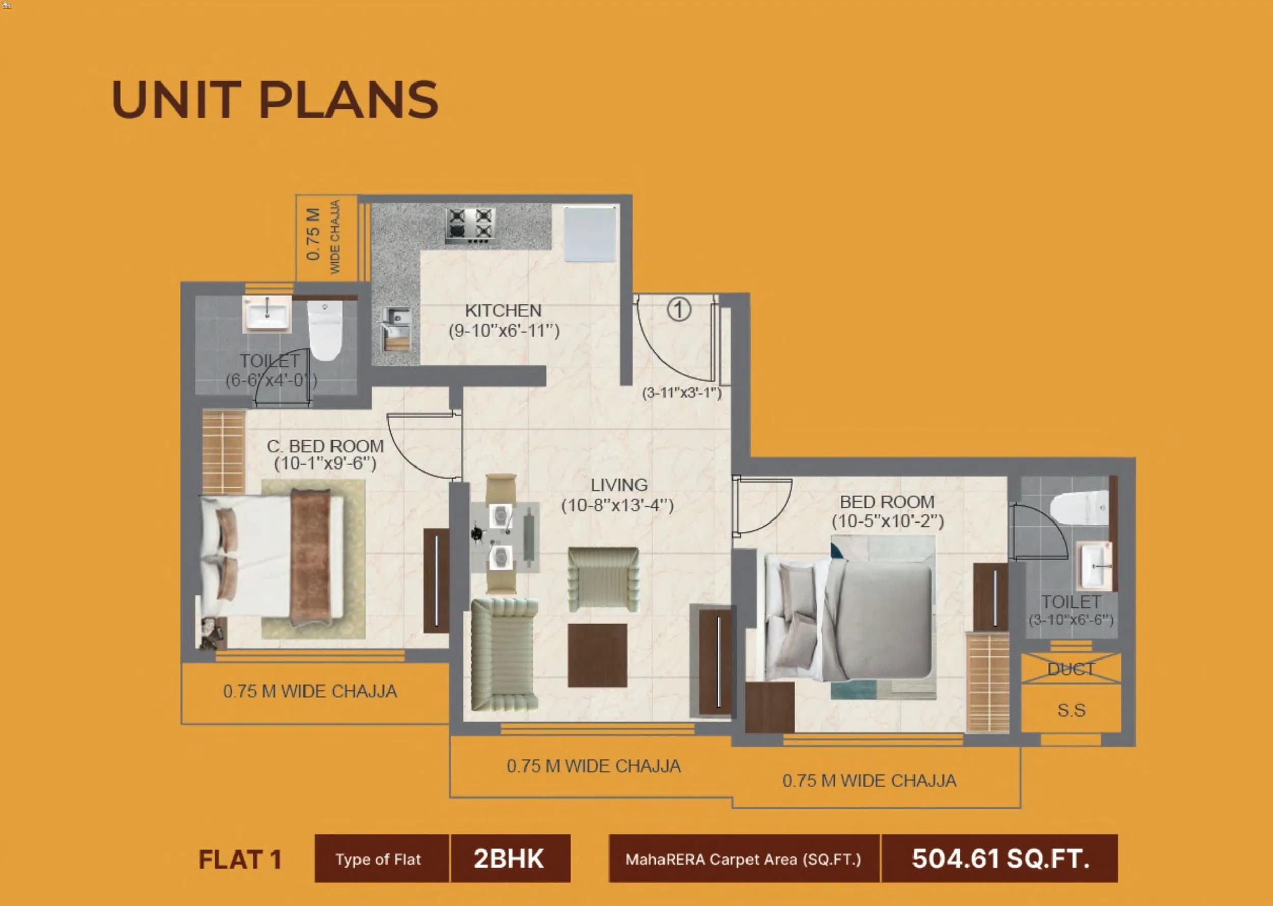 Unit plan - 505 sq.ft.