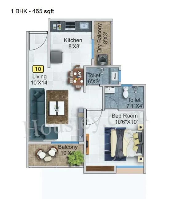 Unit plan - 465 sq.ft.