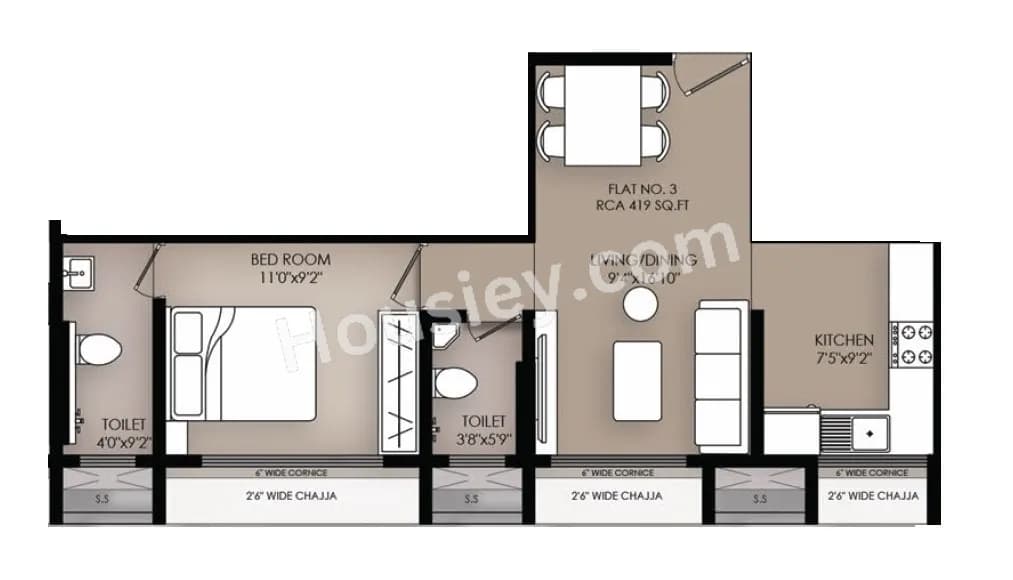 Unit plan - 419 sq.ft.