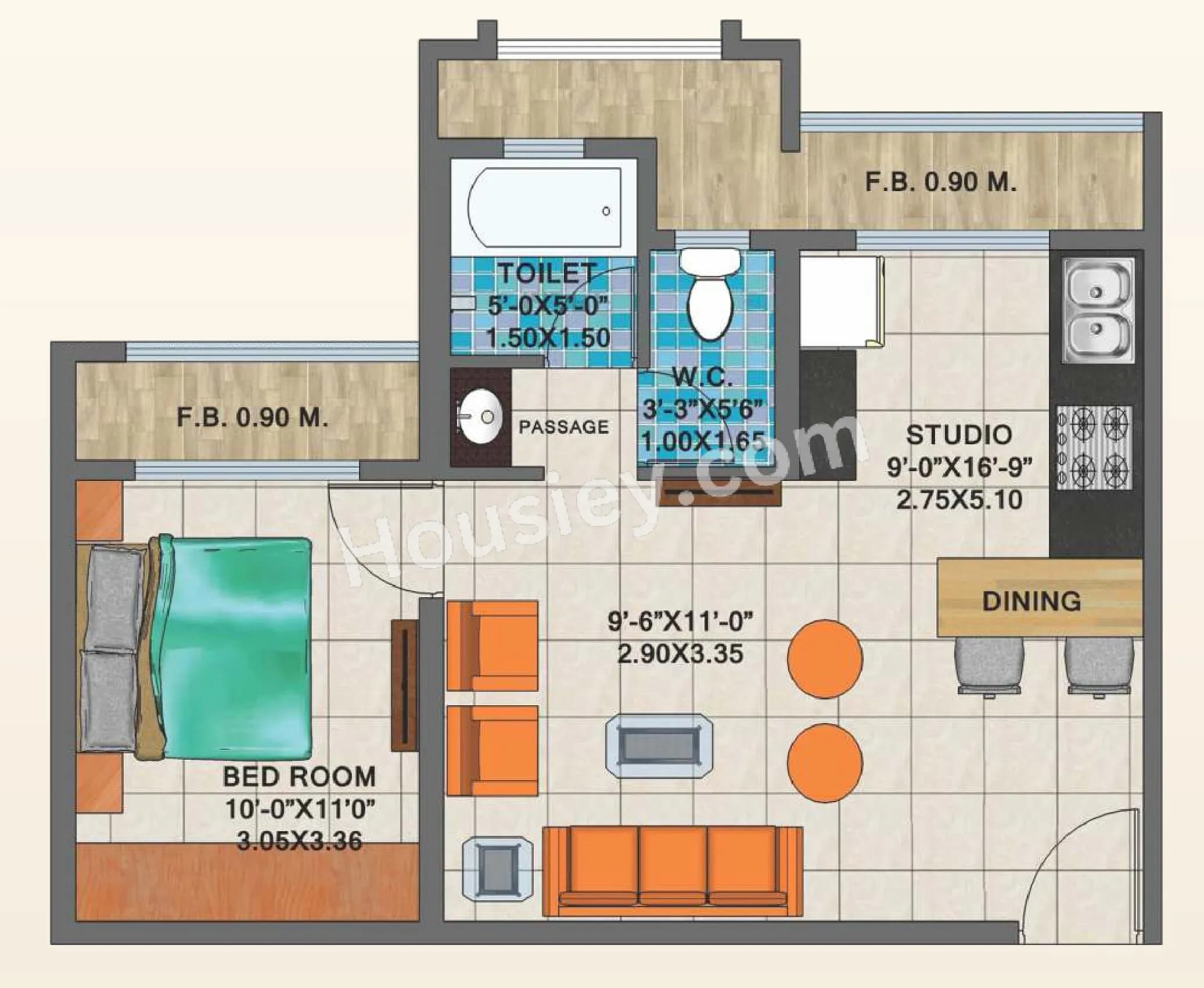 Unit plan - 509 sq.ft.