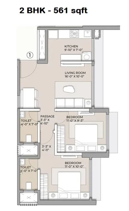 Unit plan - 561 sq.ft.