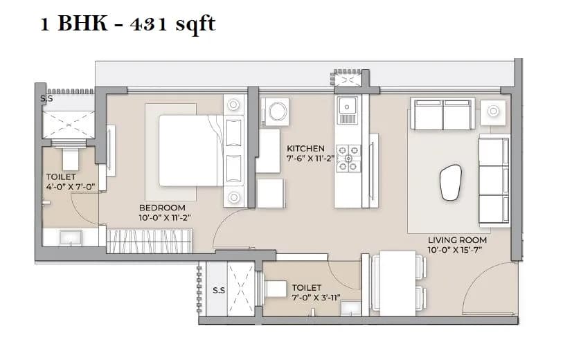 Unit plan - 431 sq.ft.