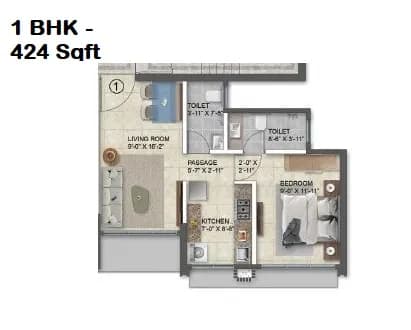 Unit plan - 424 sq.ft.