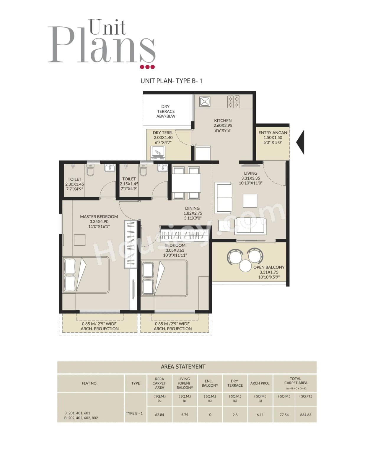 Unit plan - 834 sq.ft.